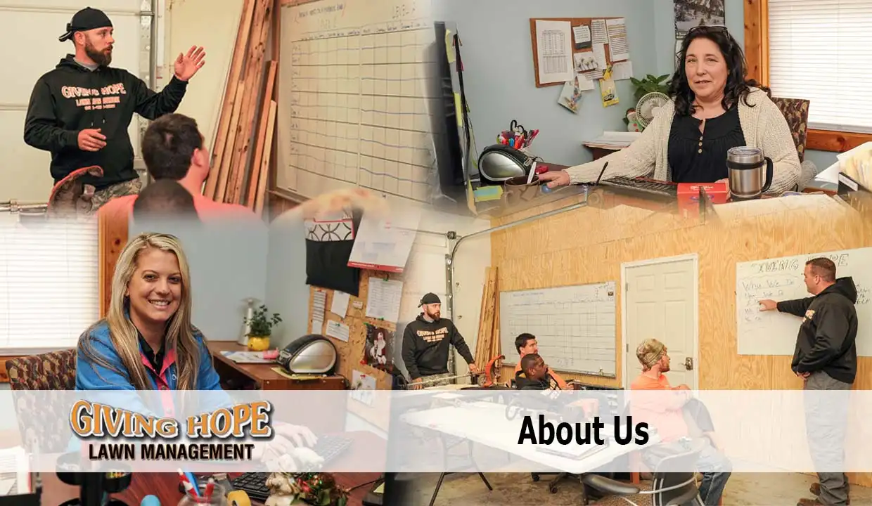 Giving Hope Lawn Management team in office and shop crew training meetings